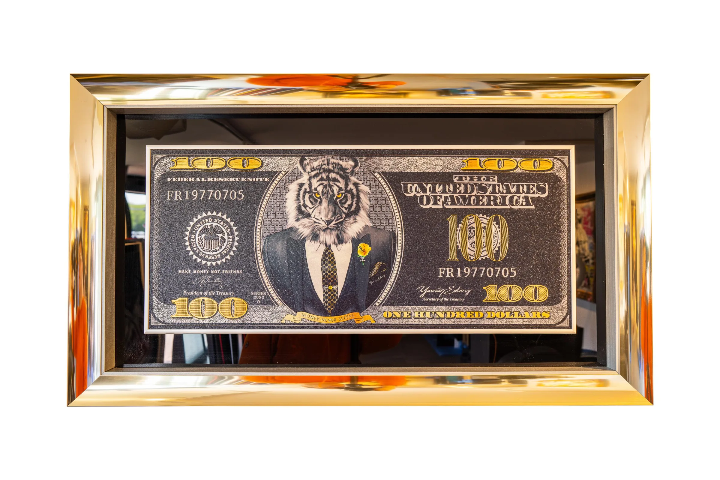 Dollar Bill Tiger Black And Gold — Yaniv Edery